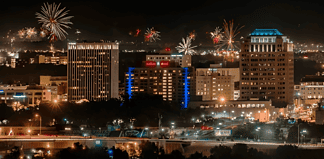 Fireworks light up the night sky on 4th of July in Colorado Springs. Photo courtesy of Sports Corp.