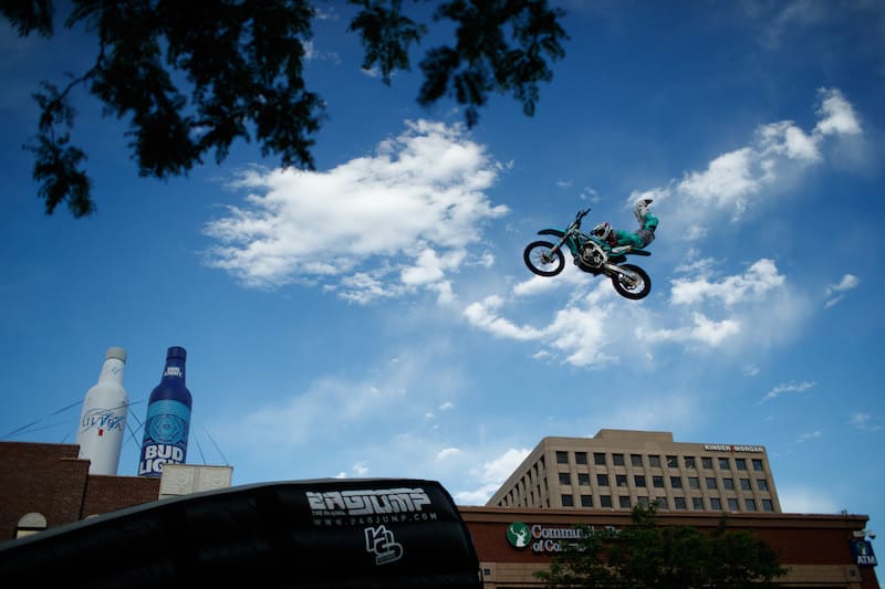 Nitro Circus motorcycle jump at Broadmoor Pikes Peak International Hill Climb Fan Fest.