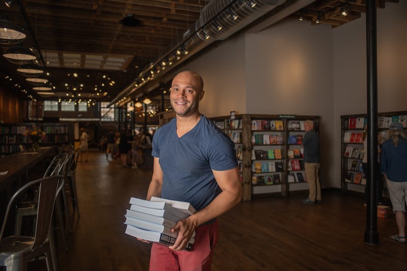Tattered Cover CEO Kwame Spearman at the opening of the Colorado Springs store