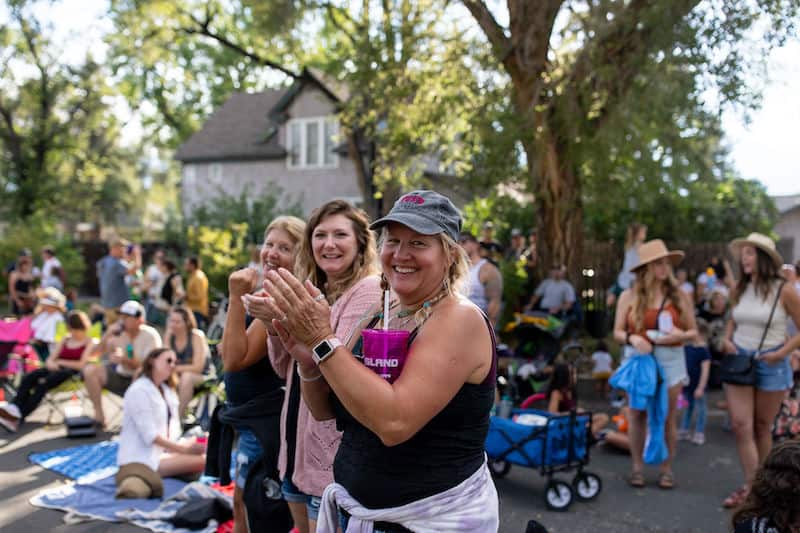 Friends applaud the band at Patty Jewett Porchfest