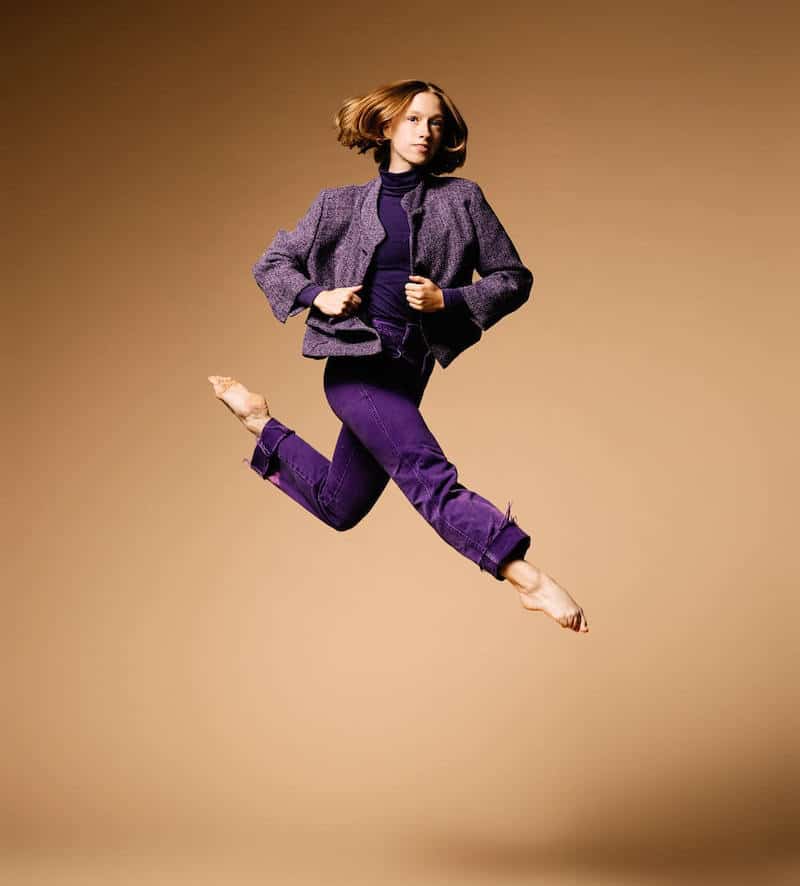 Contemporary dancer high in the air