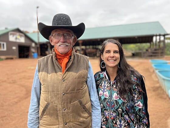 Adhya Spencer and wrangler at Academy Riding Stables, Garden of the Gods