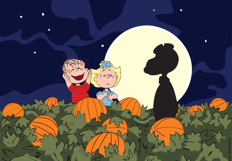 Linus, Lucy and Snoopy await the Great Pumpkin in It's the Great Pumpkin, Charlie Brown