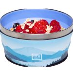 Hydaway camping gear includes this collapsible camp bowl with a cascade mountain design