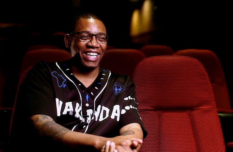 Michael Ferguson recited poetry in Kimball's Peak Three Theater in Colorado Springs