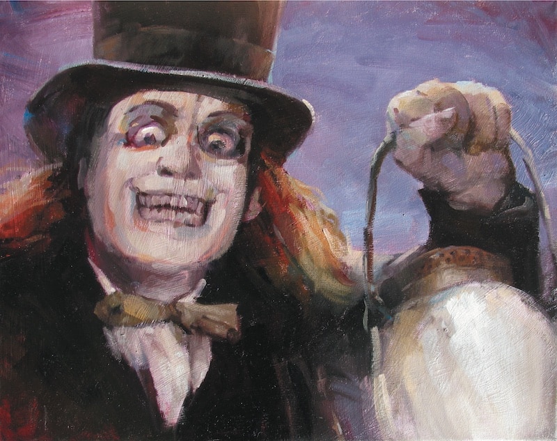 Oil painting by Colorado Springs artist Phil Lear depicting Lon Chaney in the silent horror film London After Midnight