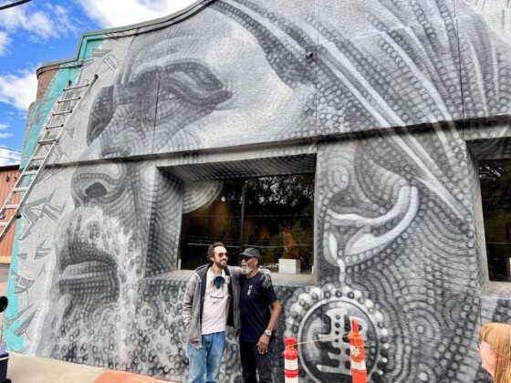 El Mac and Floyd Tunson in front of the Manitou Art Center