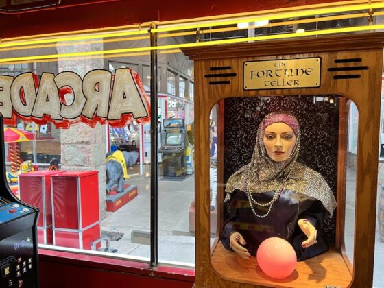 A vintage fortune teller machine at the Manitou Springs Penny Arcade