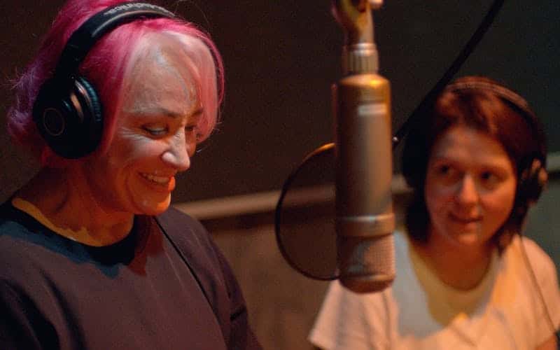 Tanya Tucker and Brandi Carlisle in the recording studio, from the film The Return of Tanya Tucker 