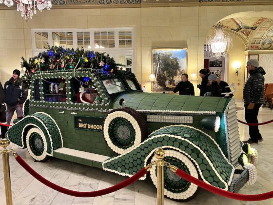 Gingerbread creation of Spencer Penrose&rsquo;s 1937 Flat Head V-8 Cadillac Touring Car at the Broadmoor during the holiday season