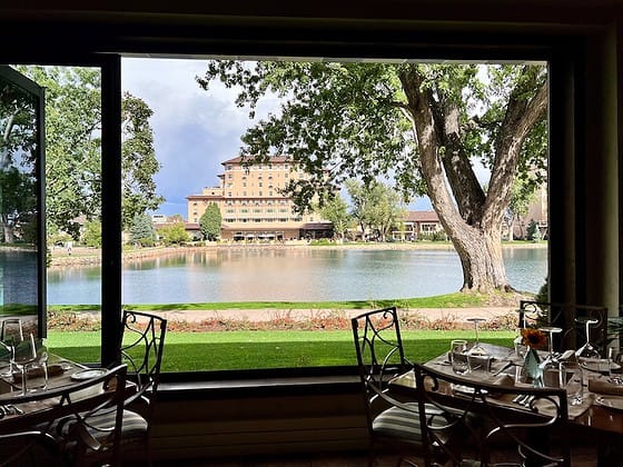 The Broadmoor view of the lake from Ristorante del Lago