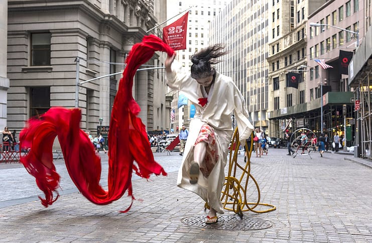 Eiko Otake performs A Body on Wall Street in 2016