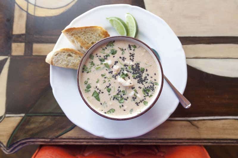 Spicy Brazilian Coconut Shrimp Soup at Shuga's, one of the best restaurants in Colorado Springs.