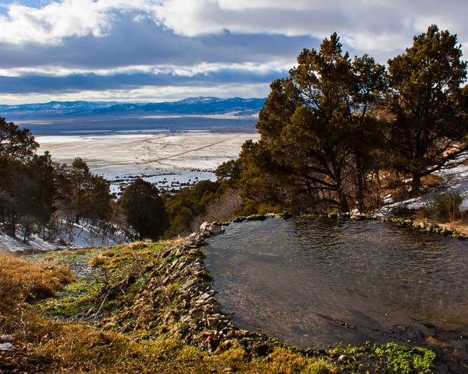 View of the San Luis Valley from Valley View Hot Springs.