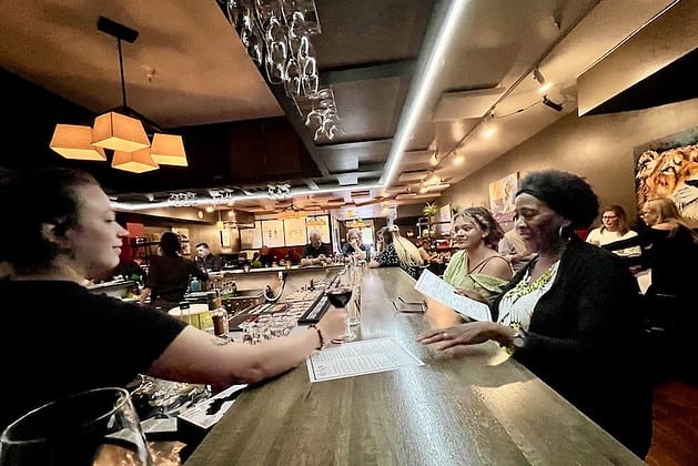 Lynne Hastings and her daughter eat at Four by Brother Luck