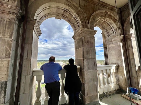 Behind the scenes: view from the bell tower of the Colorado Springs Pioneers Museum