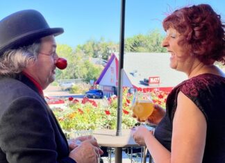 Colorado Springs for Kids of All Ages Jim Jackson and Birgitta De Pree, as Art Guffaw and Babette Matdiva, stand on the patio at Ivywild School, overlooking the Millibo Art Theatre in Colorado Springs