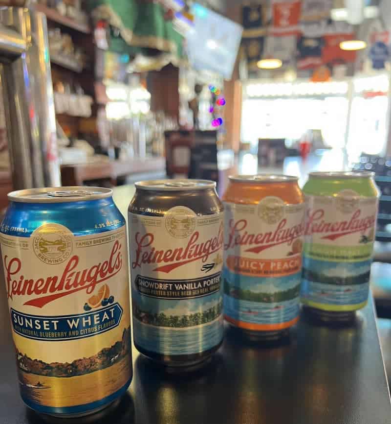 Cans of Leinenkugel's beer, a staple at Tony's downtown bar.