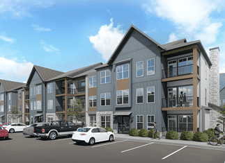 The Garrison The Garrison apartment complex in Fountain, CO rendering.