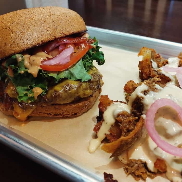 Porkbutt BBQ burger.