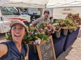 Where to Find Farmers Markets in Colorado Springs Fresh flowers by Ellen's Flowers at the Backyard Market, a farmers market in Colorado Springs.