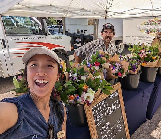 Finding Farmers Markets in Colorado Springs Fresh flowers by Ellen's Flowers at the Backyard Market, a farmers market in Colorado Springs.