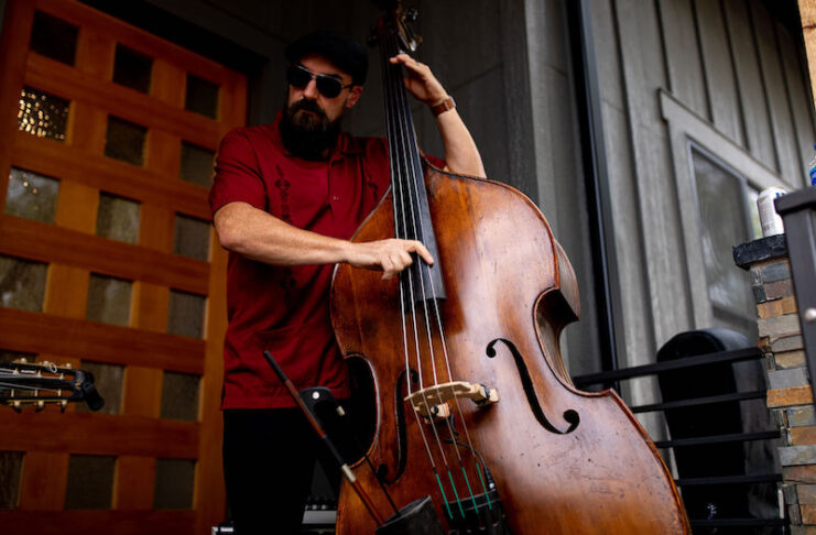 Upright bass player at Patty Jewett Porchfest