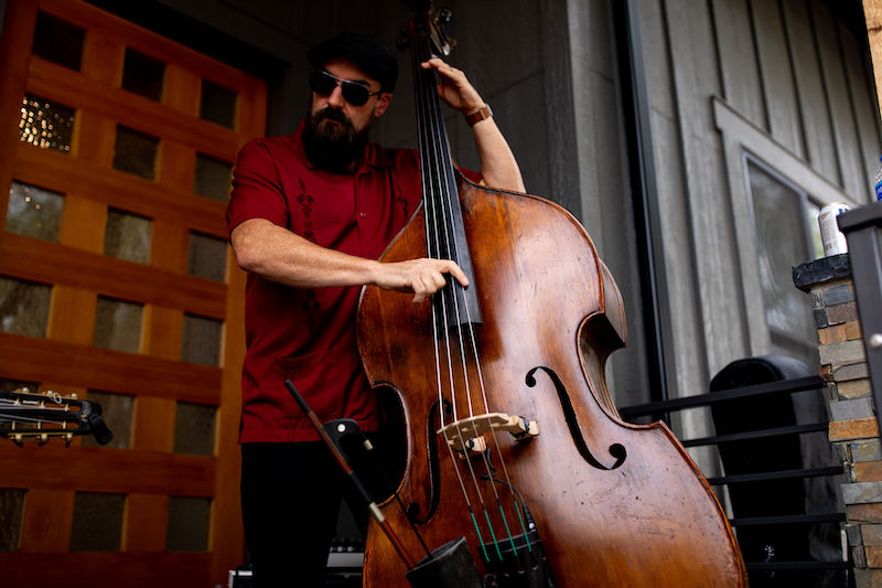 Upright bass player at Patty Jewett Porchfest