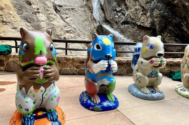 Giant squirrels painted by Colorado Springs school children at their Seven Falls unveiling