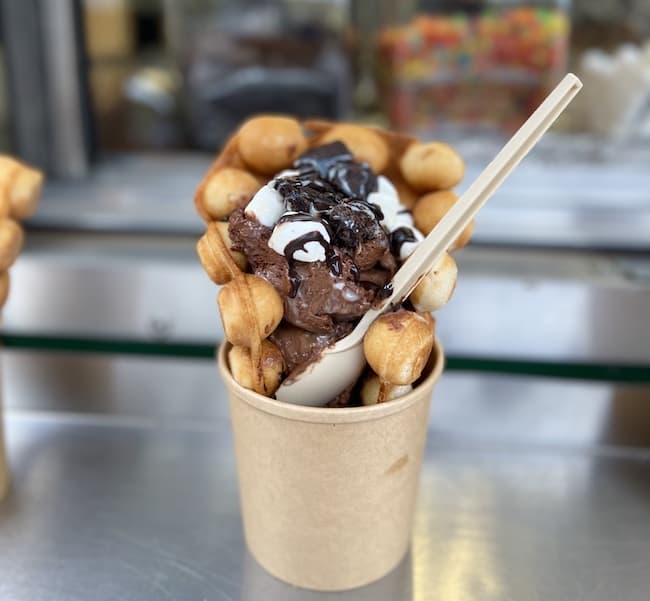 Decadent bubble waffle at Seven Falls. 