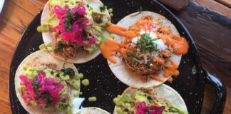 Platter of tacos at Dos Santos, part of what makes it one of the Best Mexican Restaurants in Colorado Springs.