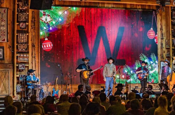 The Flying W Wranglers on stage at the Flying W Ranch Cowboy Christmas Jubilee in Colorado Springs