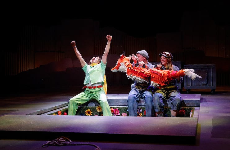 The prince and the fox puppet in Theatreworks production of The Little Prince