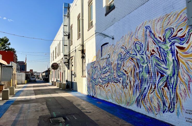 Mural on the side of the Majestic Building where the downtown fire occurred in Colorado Springs