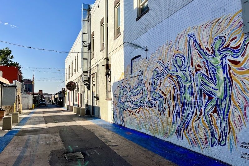 Mural on the side of the Majestic Building where the downtown fire occurred in Colorado Springs