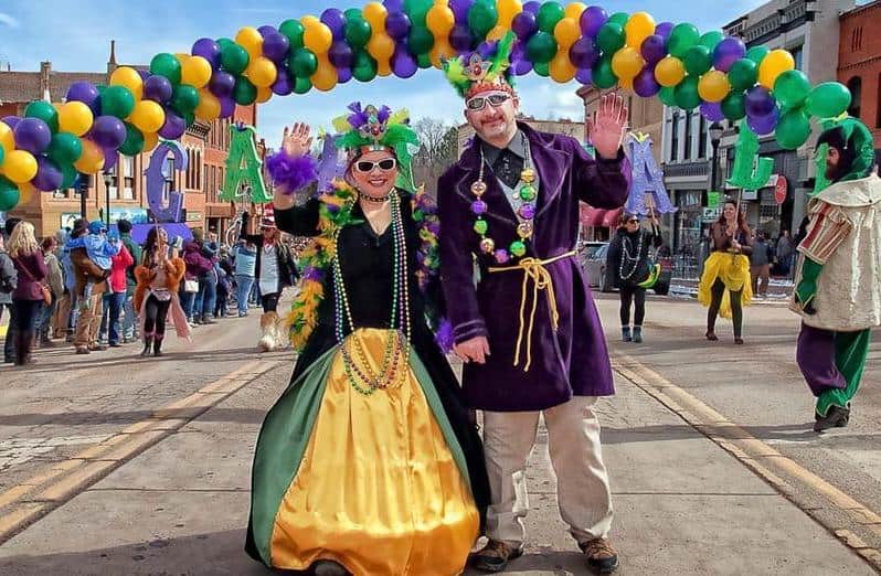 The king and queen of Mardi Gras in Manitou Springs. The Carnivale Parade and celebration are one of the best things to do in Colorado Springs this weekend.