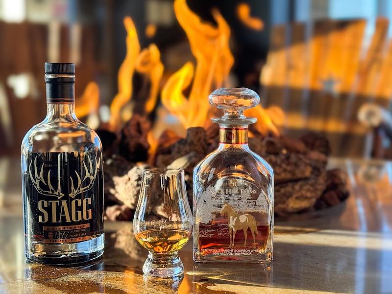 Whiskey in front of the open fire at Cowboy Star.