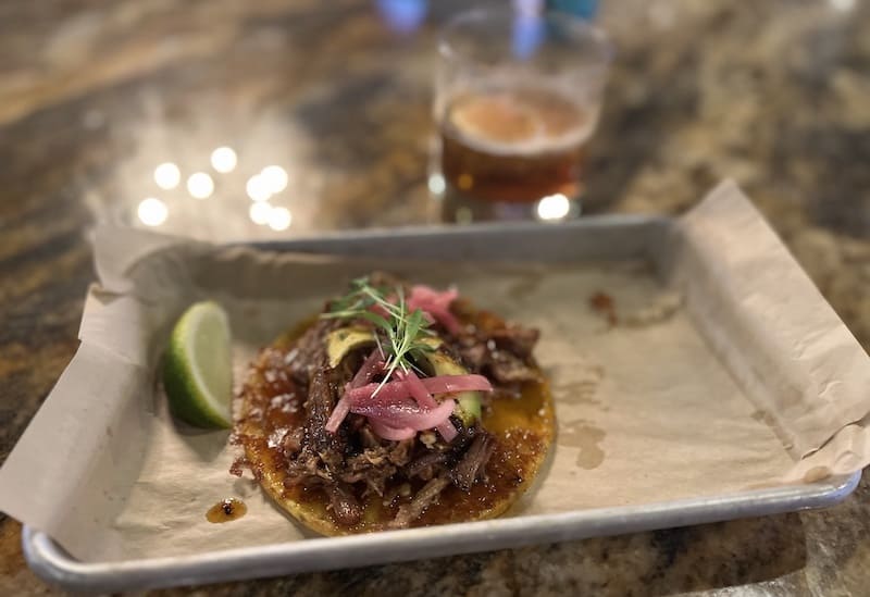 Pollo al pastor taco at Eleven18 Mexican restaurant in Colorado Springs
