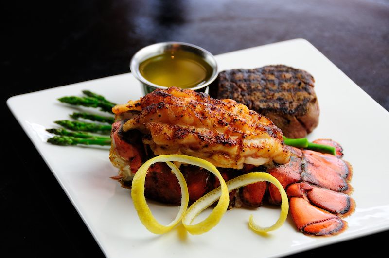 Steak and lobster at The Famous, one of the best restaurants in Colorado Springs.