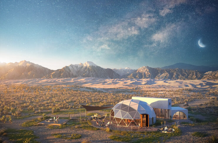 Artist's rendering of Kosmos Resort, a luxury stargazing resort near the Great Sand Dunes National Park