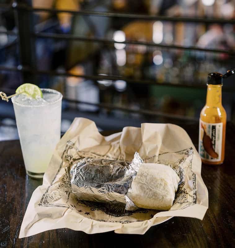 A burrito and margarita at Illegal Pete's.
