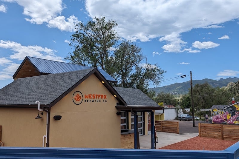 View looking at the mountains from WestFax Brewery's new Colorado Springs brewery
