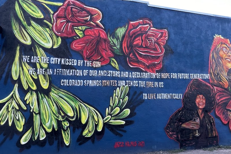 Mural in downtown Colorado Springs depicting Juanita Stroud Martin and other community leaders