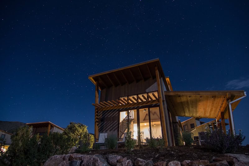 Starlight glows above the luxury Royal Gorge Cabins