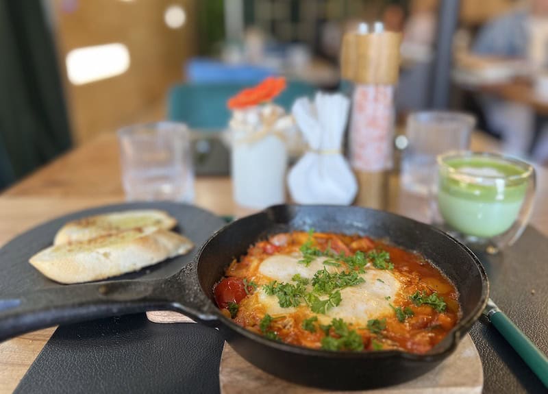 Shakshuka, a traditional Georgian dish with eggs, at Evergreen restaurant in Colorado Springs