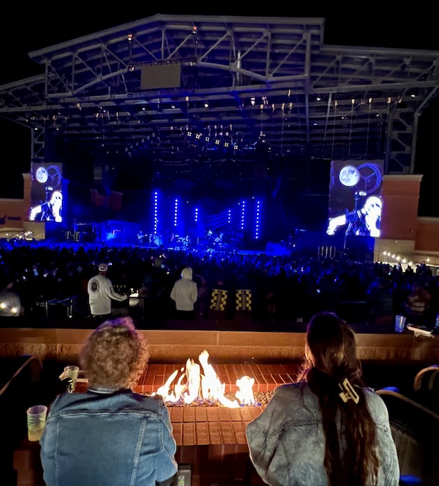 The view from a firepit suite at Ford Amphitheater during a Cage the Elephant concert in September 2024.