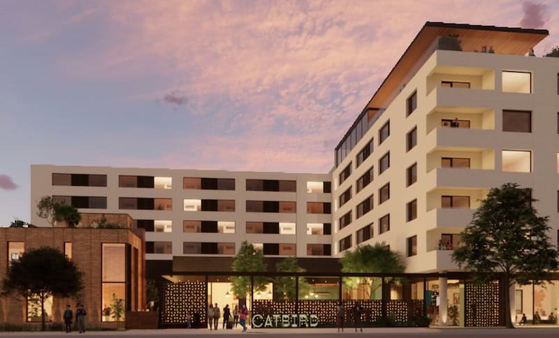 Illustration of the Catbird Hotel, Colorado Springs.