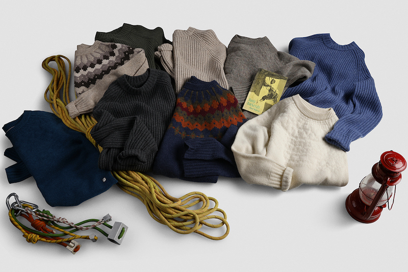 A collection of Royal Robbins merino wool sweaters