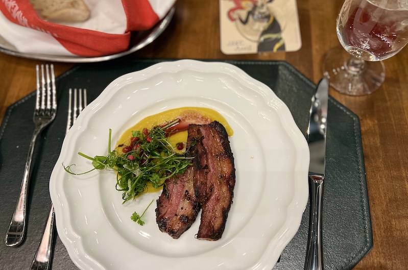 The House-Made Peppered Bacon at La Taverne is a unique and excellent appetizer on the Colorado Appreciation menus at the Broadmoor restaurants.