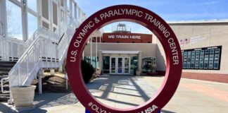 The welcome circle at the U.S. Olympic and Paralympic Training is a perfect spot for family photos in the home of Team USA.